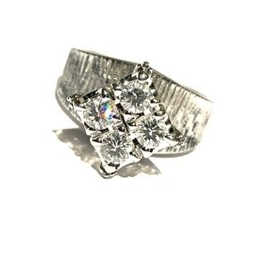 OOAK 18K VS Diamond White Gold Natural Diamond Statement Cocktail Vintage Ring